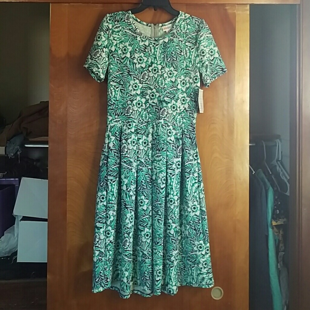 LuLaRoe Blue White Floral Midi Dress